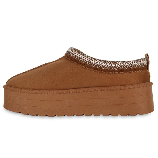 Stiefelparadies Damen Pantoffeln in Hellbraun