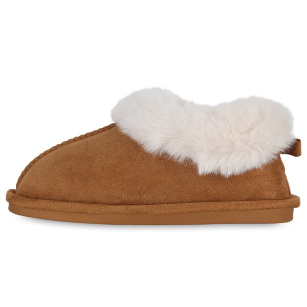 Stiefelparadies Damen Pantoffeln in Hellbraun