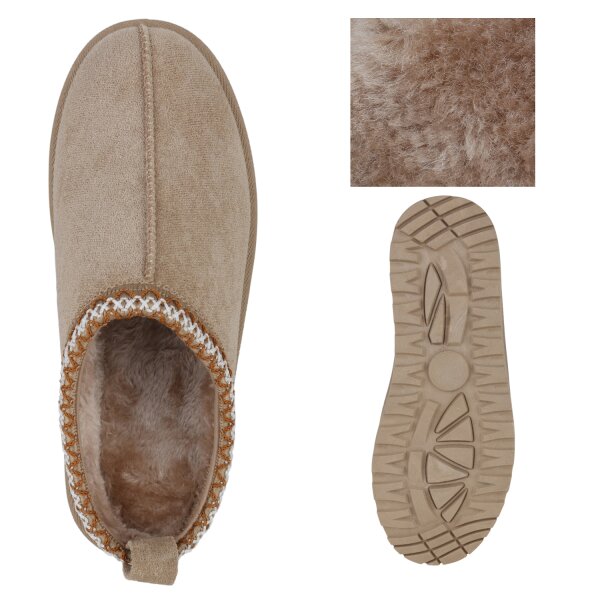 Stiefelparadies Damen Pantoffeln In Khaki