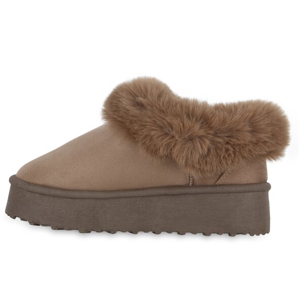 Stiefelparadies Damen Pantoffeln in Khaki