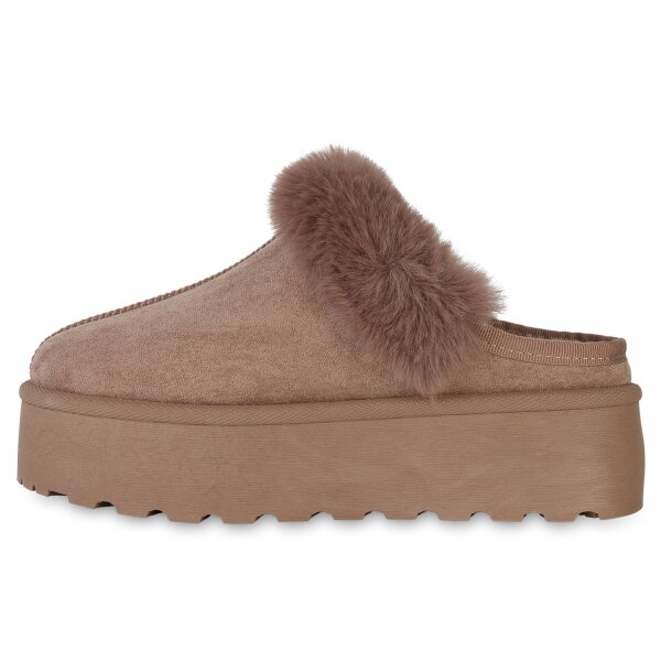 Stiefelparadies Damen Pantoffeln in Khaki