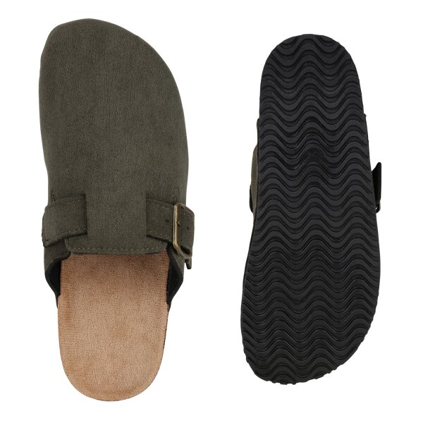 Stiefelparadies Damen Pantoffeln In Olivgrün