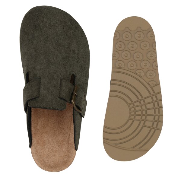Stiefelparadies Damen Pantoffeln In Olivgrün