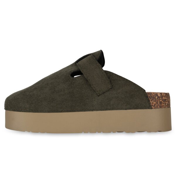 Stiefelparadies Damen Pantoffeln in Olivgrün