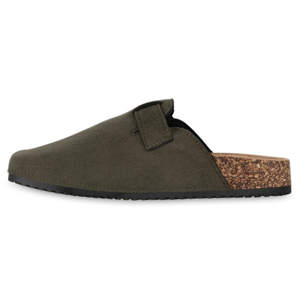 Stiefelparadies Damen Pantoffeln in Olivgrün