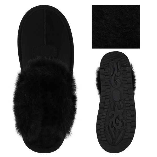 Stiefelparadies Damen Pantoffeln In Schwarz