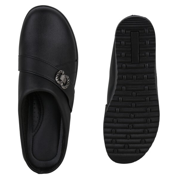 Stiefelparadies Damen Pantoffeln In Schwarz