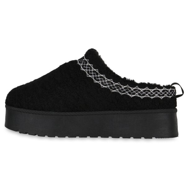 Stiefelparadies Damen Pantoffeln in Schwarz