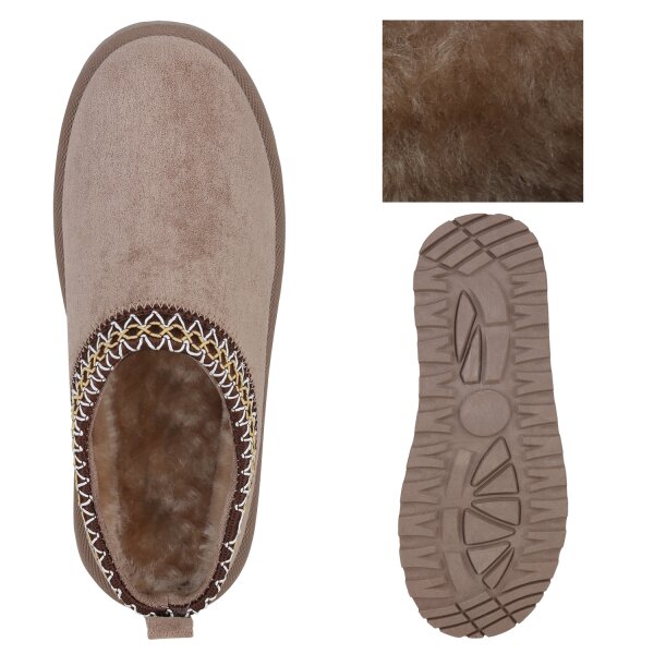 Stiefelparadies Damen Pantoffeln In Taupe