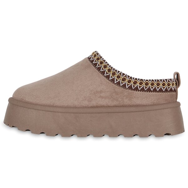 Stiefelparadies Damen Pantoffeln in Taupe