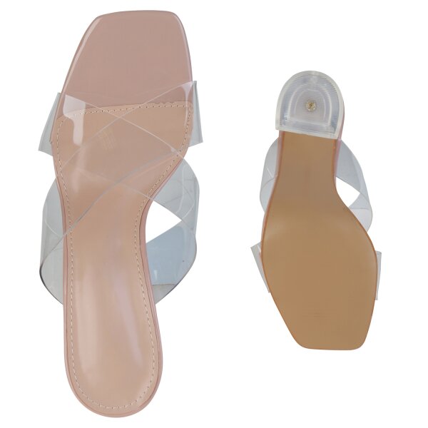 Stiefelparadies Damen Pantoletten In Altrosa Lack