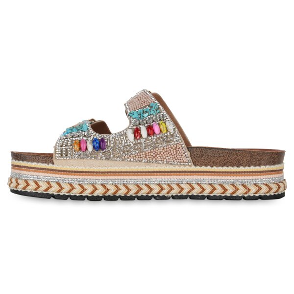 Stiefelparadies Damen Pantoletten in Beige