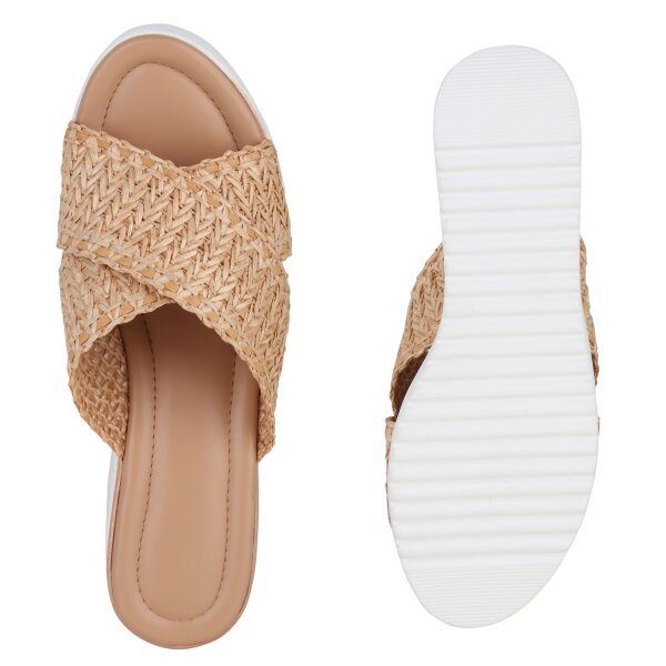 Stiefelparadies Damen Pantoletten In Beige