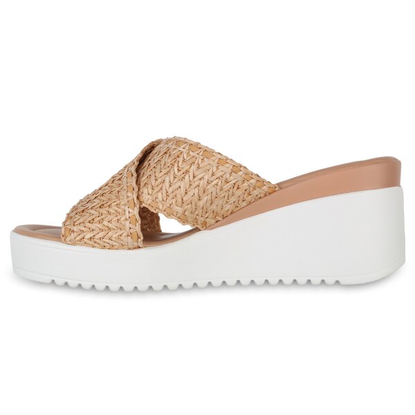 Stiefelparadies Damen Pantoletten in Beige