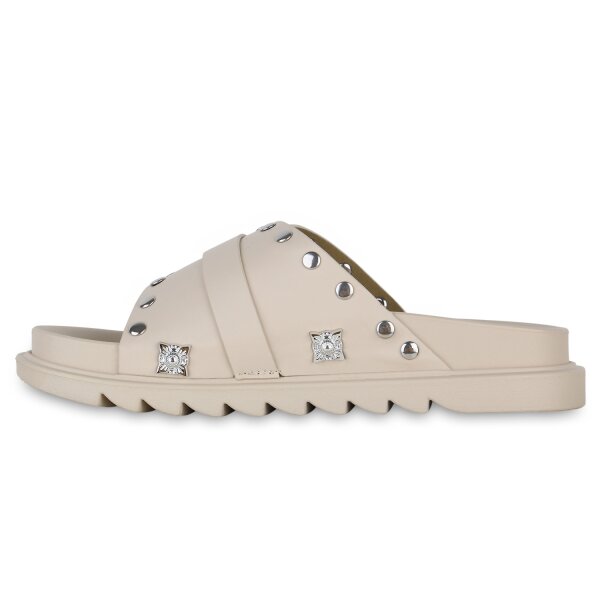 Stiefelparadies Damen Pantoletten in Beige