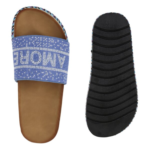 Stiefelparadies Damen Pantoletten In Blau
