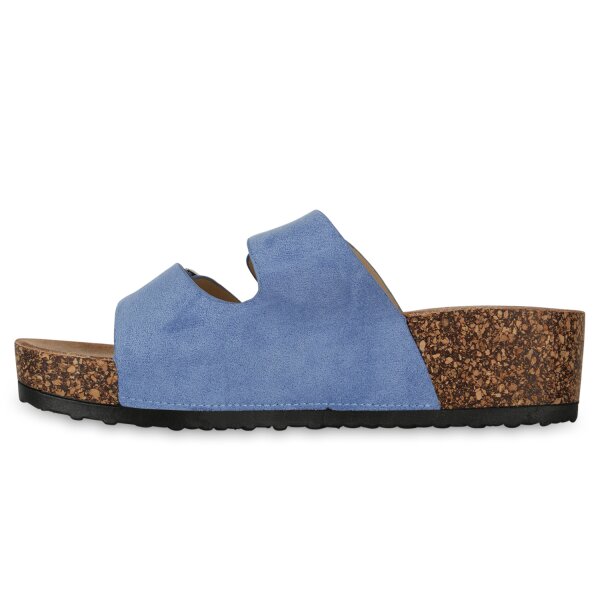 Stiefelparadies Damen Pantoletten in Blau