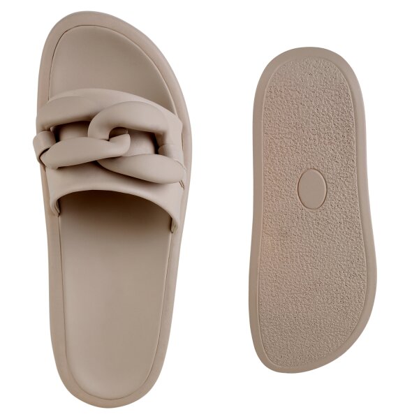 Stiefelparadies Damen Pantoletten In Creme