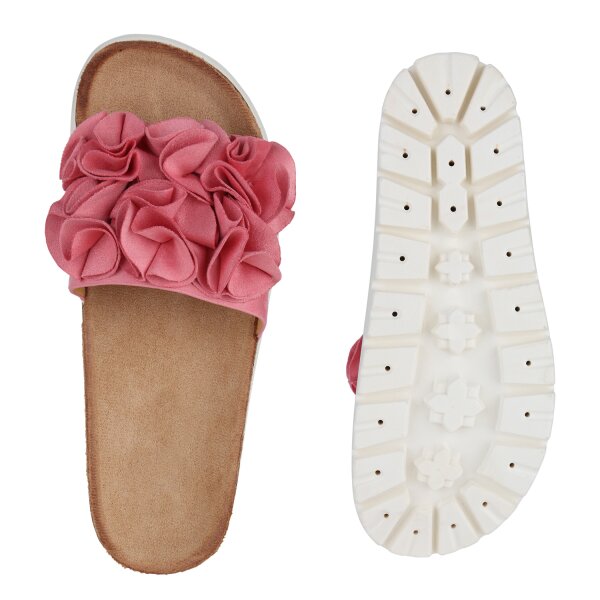 Stiefelparadies Damen Pantoletten In Dunkelrosa