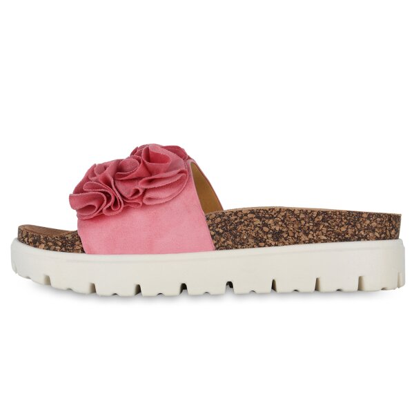 Stiefelparadies Damen Pantoletten in Dunkelrosa