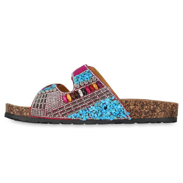 Stiefelparadies Damen Pantoletten in Fuchsia