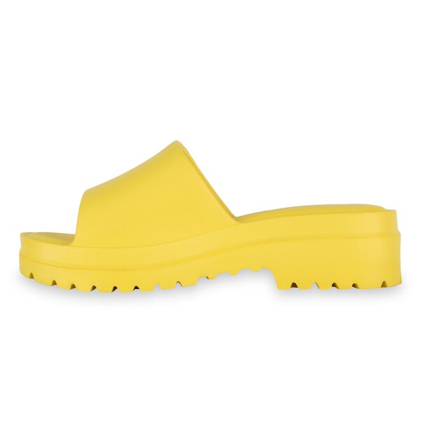 Stiefelparadies Damen Pantoletten in Gelb