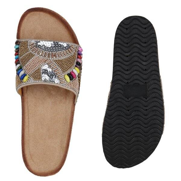 Stiefelparadies Damen Pantoletten In Gold