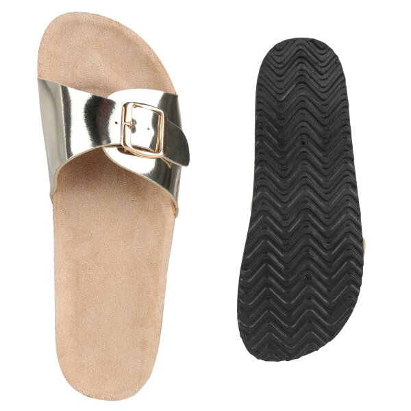 Stiefelparadies Damen Pantoletten In Gold