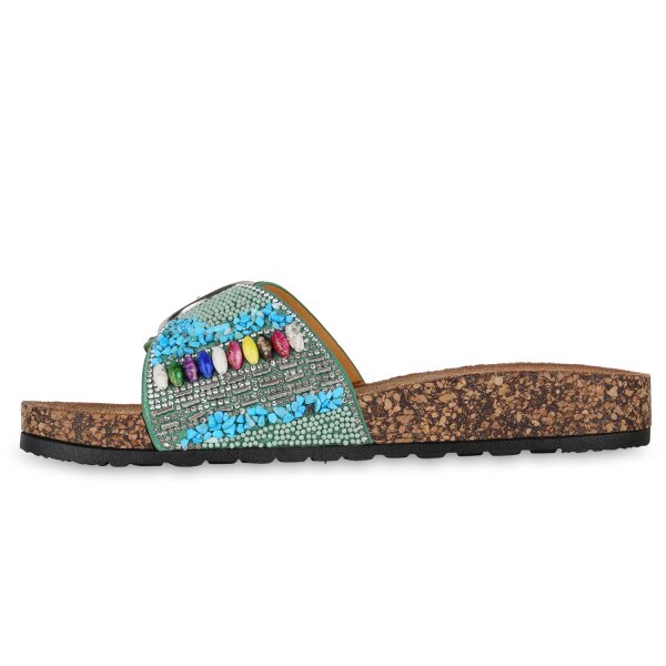 Stiefelparadies Damen Pantoletten in Grün