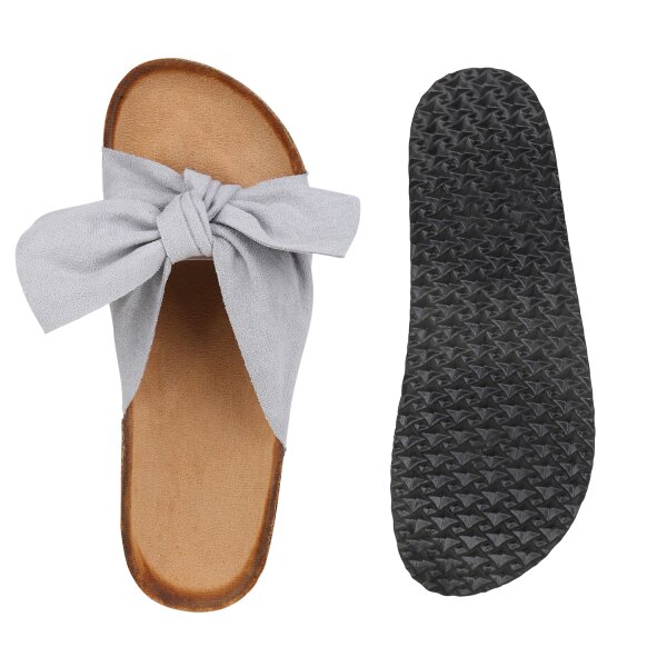 Stiefelparadies Damen Pantoletten In Hellgrau