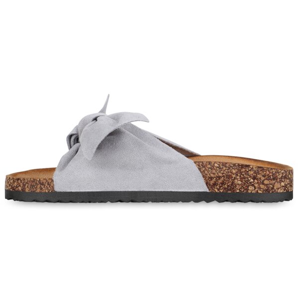 Stiefelparadies Damen Pantoletten in Hellgrau