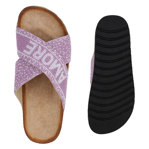 Stiefelparadies Damen Pantoletten In Helllila