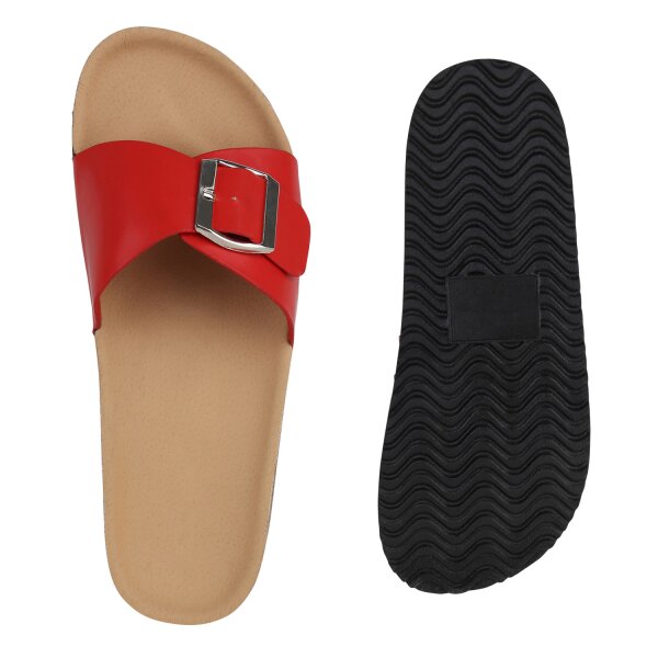 Stiefelparadies Damen Pantoletten In Rot