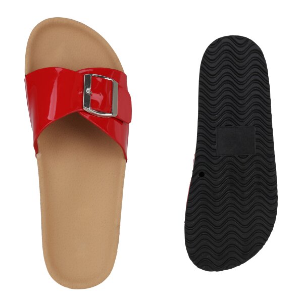 Stiefelparadies Damen Pantoletten In Rot Lack