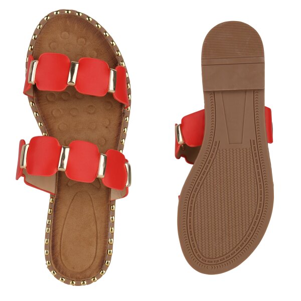 Stiefelparadies Damen Pantoletten In Rot