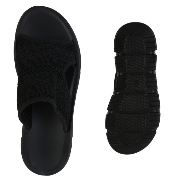 Stiefelparadies Damen Pantoletten In Schwarz