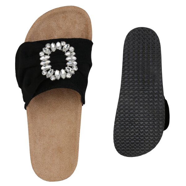 Stiefelparadies Damen Pantoletten In Schwarz