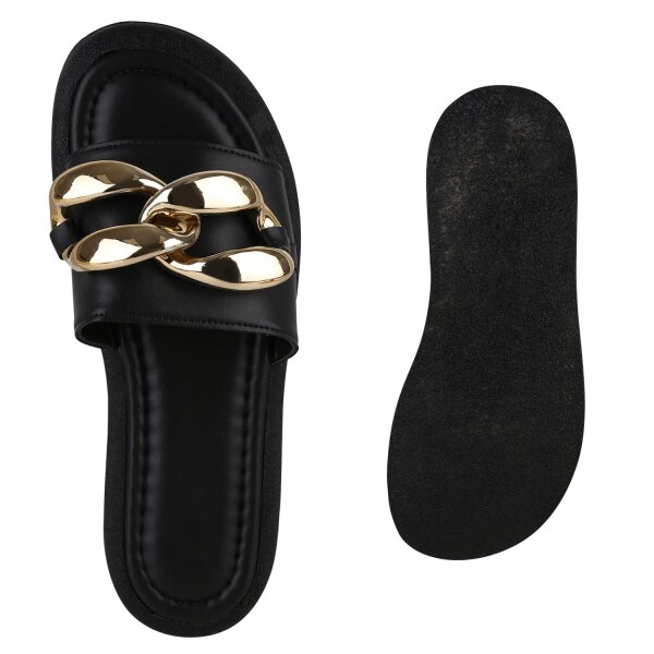 Stiefelparadies Damen Pantoletten In Schwarz