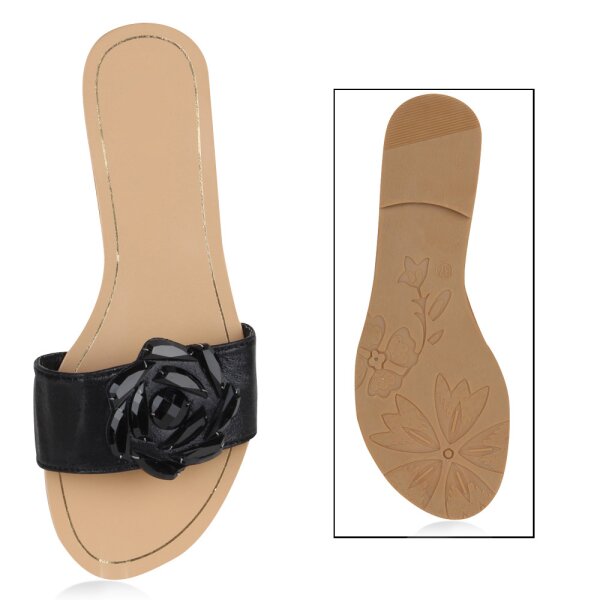 Stiefelparadies Damen Pantoletten In Schwarz