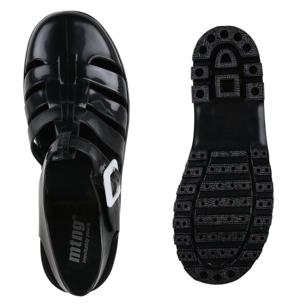 Stiefelparadies Damen Pantoletten In Schwarz Lack