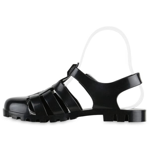 Stiefelparadies Damen Pantoletten in Schwarz Lack