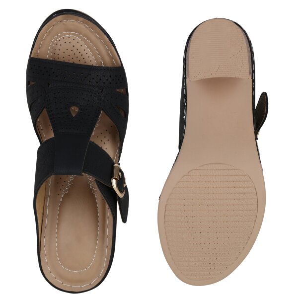 Stiefelparadies Damen Pantoletten In Schwarz