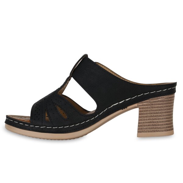 Stiefelparadies Damen Pantoletten in Schwarz