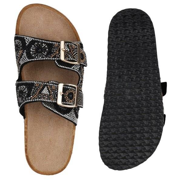 Stiefelparadies Damen Pantoletten In Schwarz