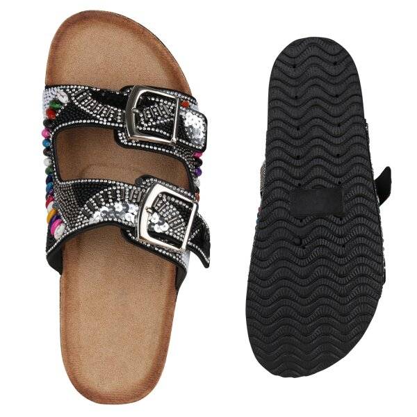 Stiefelparadies Damen Pantoletten In Schwarz