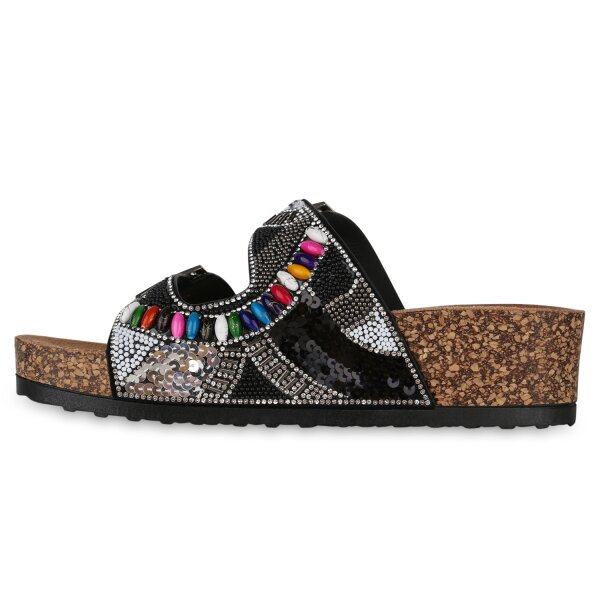 Stiefelparadies Damen Pantoletten in Schwarz