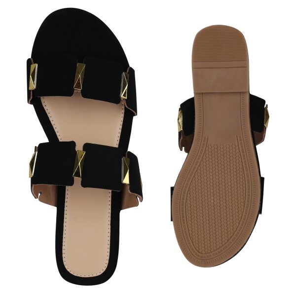 Stiefelparadies Damen Pantoletten In Schwarz