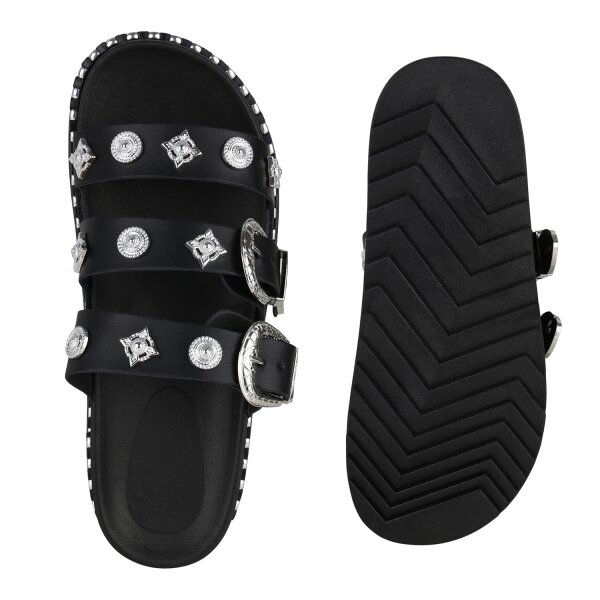 Stiefelparadies Damen Pantoletten In Schwarz