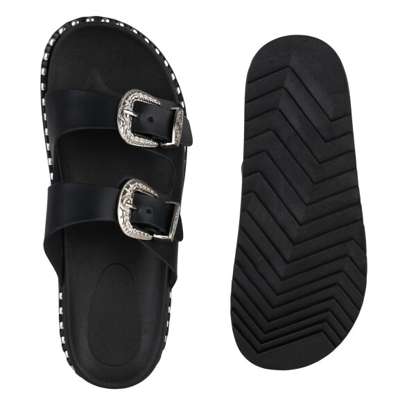 Stiefelparadies Damen Pantoletten In Schwarz