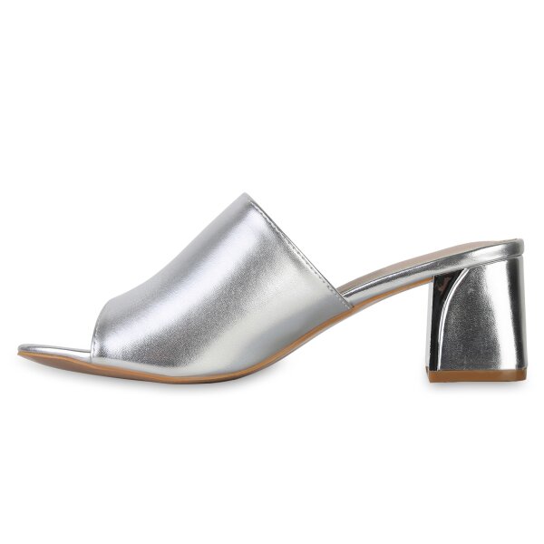 Stiefelparadies Damen Pantoletten in Silber